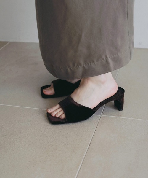 anuke（アンヌーク） サンダル ミュール Squaretoe Velour Mule