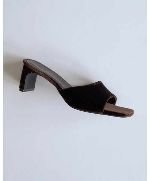 靴 anuke Squaretoe Velour Mule(black) anuke（アンヌーク） サンダル ミュール Squaretoe Velour Mule
