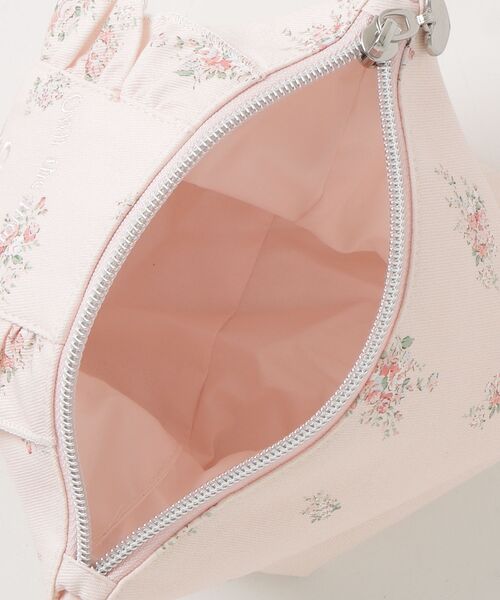 leune（ルネ） ポーチ ワンポイント刺繍フリルポーチ/マルチポーチ