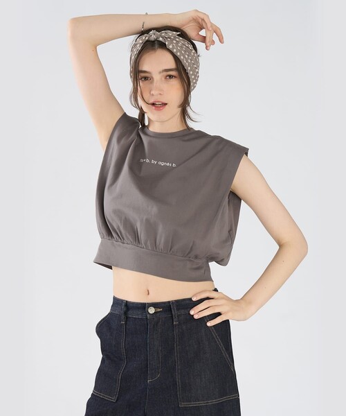 To b. by agnes tシャツ ロゴ コットン フレンチスリーブ トップス