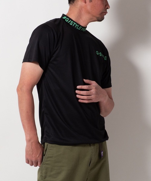 BAYBLO tシャツ (SA) ドライ モックネック ロゴプリント 半袖Tシャツ
