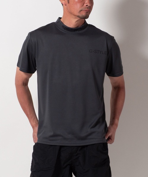 BAYBLO tシャツ (SA) ドライ モックネック ロゴプリント 半袖Tシャツ