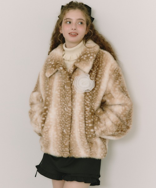tulle brooch fur coat / コサージュ付きファーコート コート アウター tulle brooch fur coat / コサージュ付きファーコート