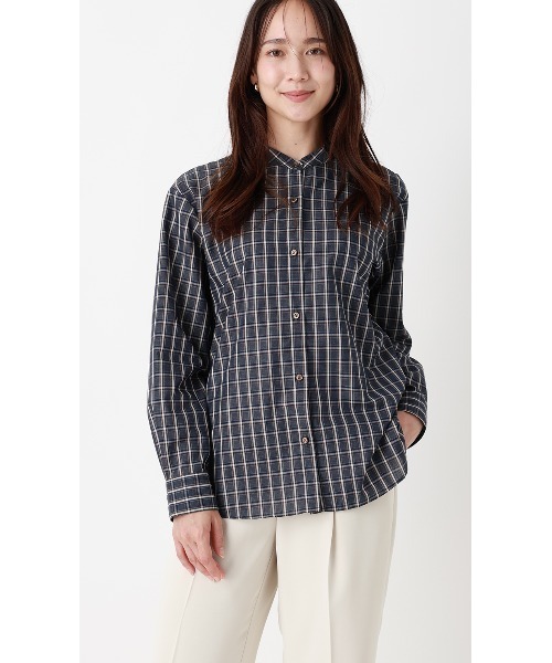 AOYAMA ブラウス シャツ バンドカラーボウタイブラウス「長袖」「2WAY 