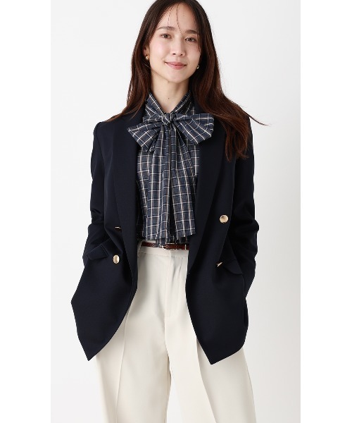 AOYAMA ブラウス シャツ バンドカラーボウタイブラウス「長袖」「2WAY 