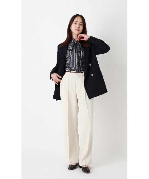AOYAMA ブラウス シャツ バンドカラーボウタイブラウス「長袖」「2WAY 