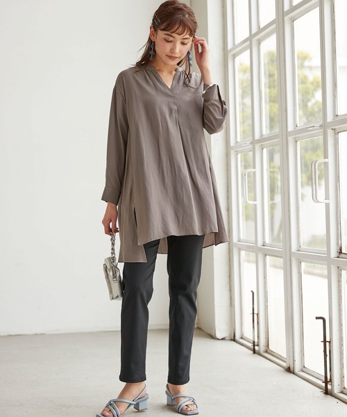 BELLUNA PLUS スラックス パンツ ヒンヤリ速乾綿サテン