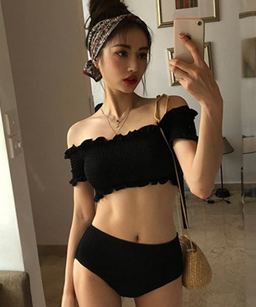 TeddyShop 水着 レディース水着 オフショル風2WAYフリルハイ