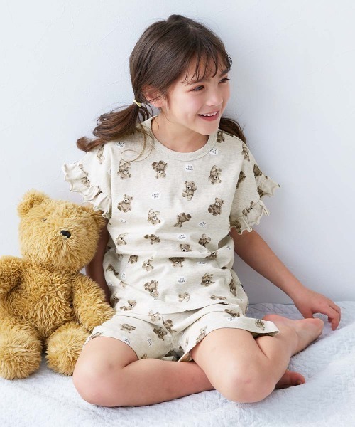devirock（デビロック） パジャマ 綿100% ガールズ フリル半袖パジャマ