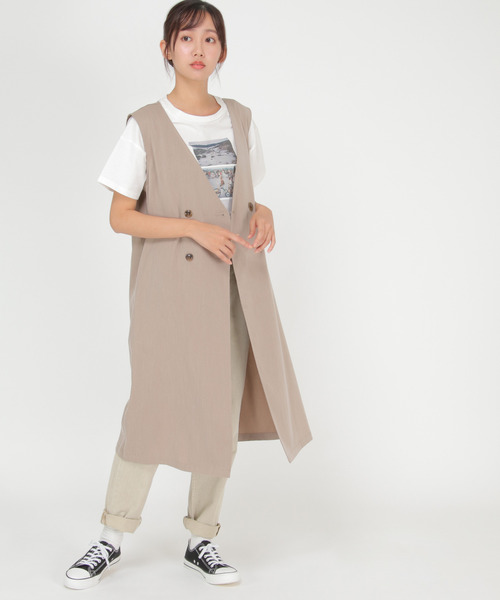 LBC（エルビーシー） ベスト ジレ ダブルボタンロングジレ レディース
