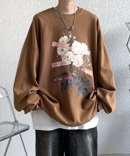トレーナー スウェット 「FVLMEN」flower photo pigment sweat