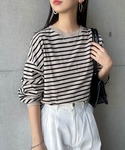 tシャツ コットン天竺ボリューム長袖ボーダーT...の詳細画像5
