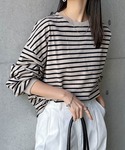 tシャツ コットン天竺ボリューム長袖ボーダーT...の詳細画像4