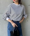 tシャツ コットン天竺ボリューム長袖ボーダーT...の詳細画像1