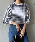 tシャツ コットン天竺ボリューム長袖ボーダーT...の詳細画像2