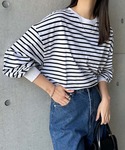 tシャツ コットン天竺ボリューム長袖ボーダーT...の詳細画像3