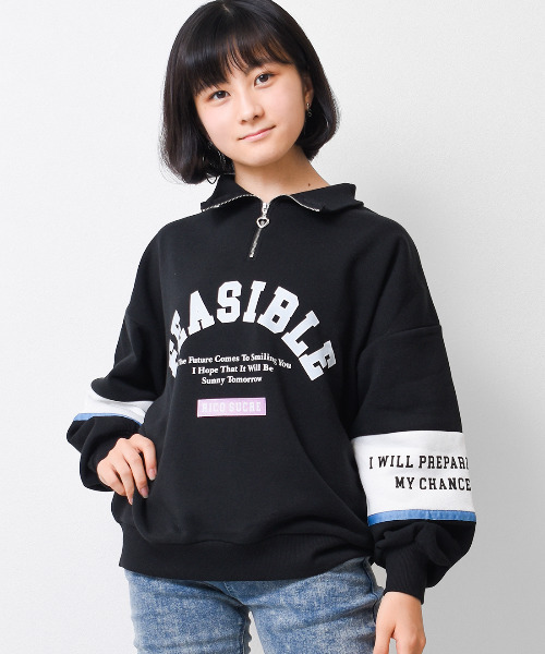 RiCO SUCRE（リコシュクレ） トレーナー 「裏起毛」ハーフZIPキリカエ