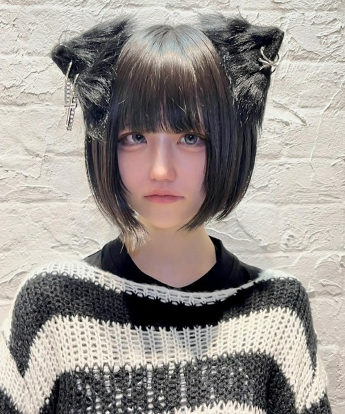 ラスト1点ねこ耳チェーンピアス付きパーカー NOVESSEL ヘアピン A'GEM/9 × .kom「NOVESSEL/ノベセル」クロス