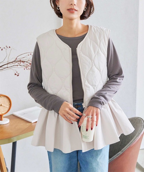 KOBE LETTUCE（神戸レタス） ベスト ジレ ペプラムキルティングベスト