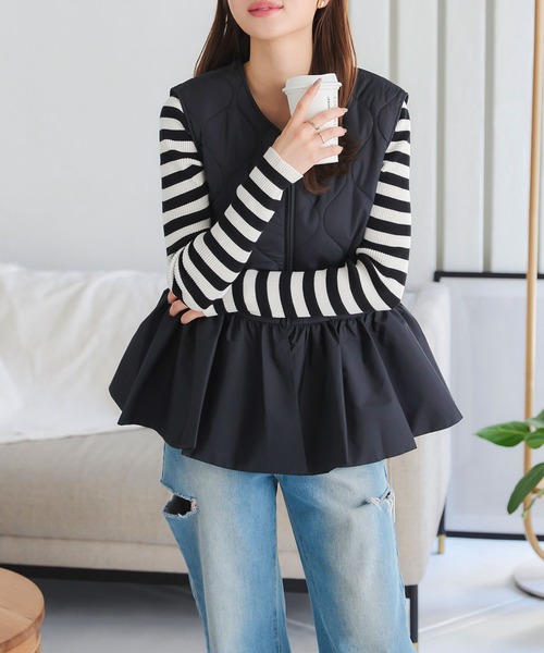 KOBE LETTUCE（神戸レタス） ベスト ジレ ペプラムキルティングベスト