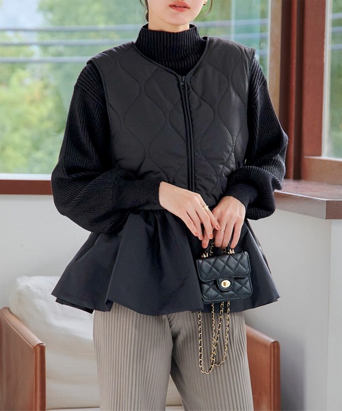 KOBE LETTUCE（神戸レタス） ベスト ジレ ペプラムキルティングベスト