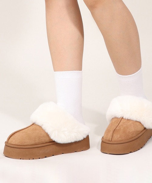 Bermosa ブーツ 厚底 ムートンブーツ ムートンスリッポン クロッグ