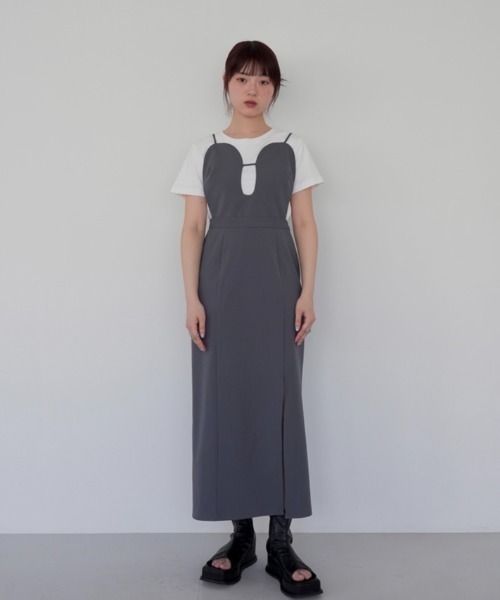 Uenui ワンピース コルセット ワンピース スリット キャミソール