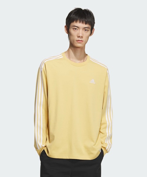 adidas ルーズフィット スリーストライプス 長袖 Tシャツ 送関込 adidas tシャツ エッセンシャルズ プラス ルーズフィット スリー