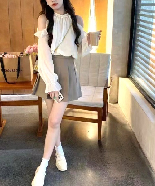 ブラウス シャツ ショルダーラッフルブラウス レディース AZUL BY MOUSSY ブラウス シャツ ラッフルショルダーブラウス