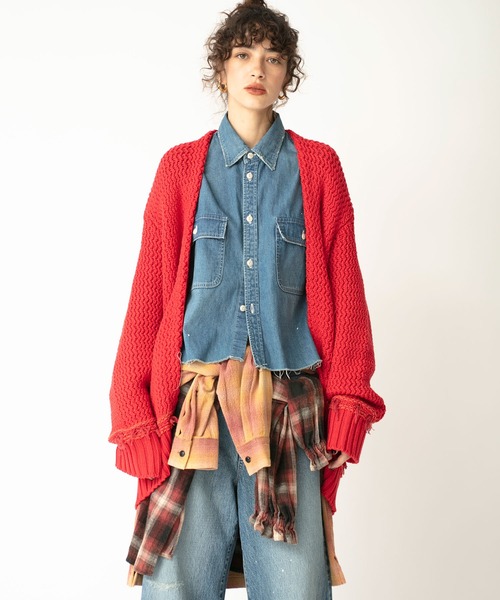 ニット セーター ジャガードステッチニットトッパー レディース