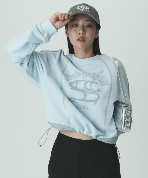 トレーナー スウェット (Woman) Color matching string sweatshirt レディース