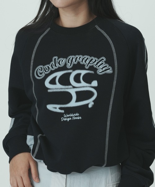 トレーナー スウェット (Woman) Color matching string sweatshirt レディース codegraphy トレーナー スウェット (Woman) Color matching