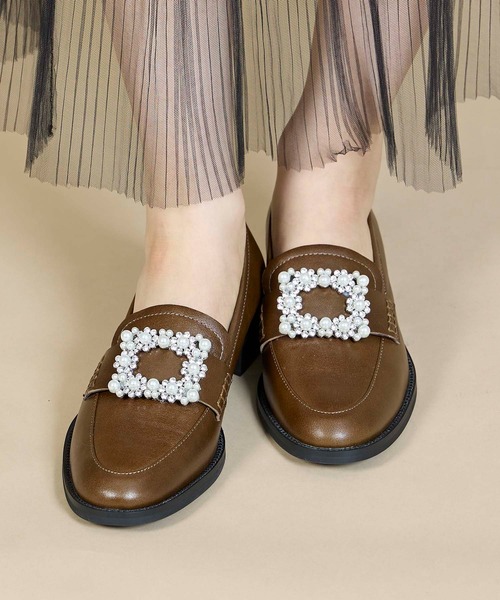 carino（カリーノ） ローファー ビジューバックルローファー 