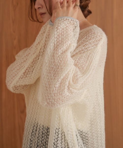ニット セーター fake layered design tops レディース BAB ニット セーター 透かし編みニットトップス レディース