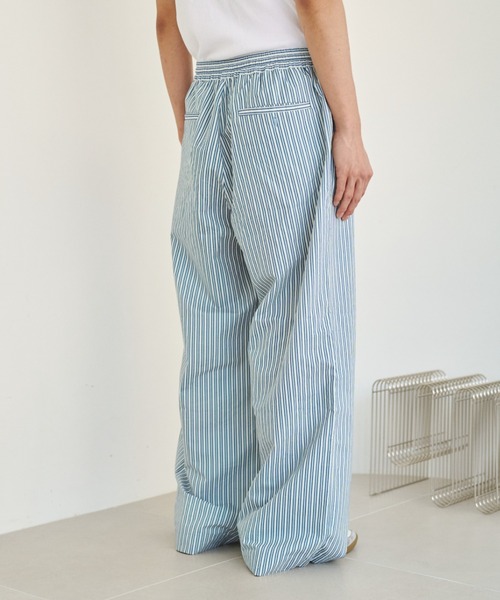 Camphor wood パンツ wide baggy stripe print trousers
