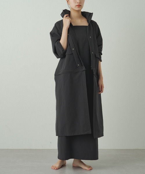 ラウンジドレス☆ガウンロングコート☆FREEサイズ Loungedress（ラウンジドレス） ステンカラーコート FREE ブラック