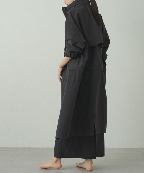 ラウンジドレス☆ガウンロングコート☆FREEサイズ Loungedress（ラウンジドレス） ステンカラーコート FREE ブラック