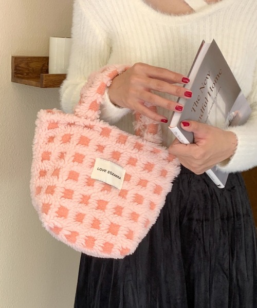 Mignonjour トートバッグ FReePLACe/チャック付きもこもこ