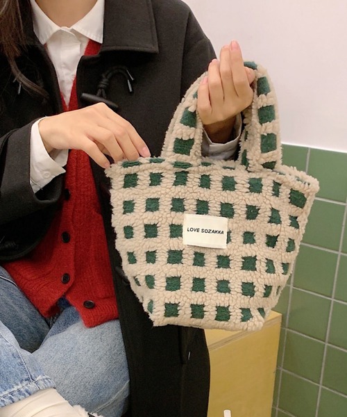 【OVHEE】可愛いミニトートバッグ ★Mignon Mini Tote bag★ 3色 Mignonjour トートバッグ FReePLACe/チャック付きもこもこ