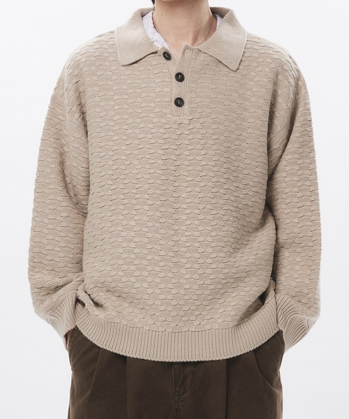 joone joonam ニットポロ Adoon plain セーター ニット JACQUARD KNIT POLO / ジャガード編み