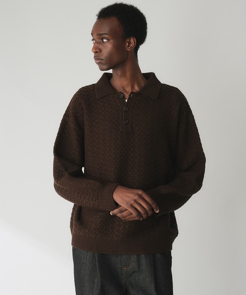 00s Supreme ジャガード編み ニットポロ ブラック M Adoon plain セーター ニット JACQUARD KNIT POLO / ジャガード編み