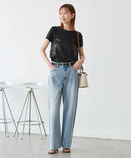 tシャツとスパンコールビスチェセット ROPE' PICNIC（ロペ ピクニック） tシャツ 半袖 スパンコールビスチェ