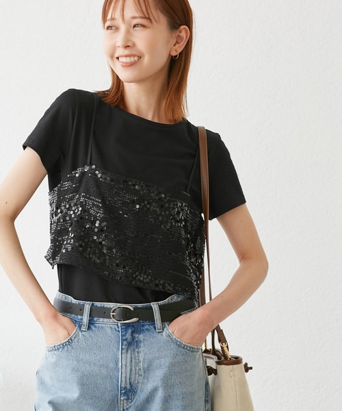 ROPE' PICNIC（ロペ ピクニック） tシャツ 半袖 スパンコールビスチェ