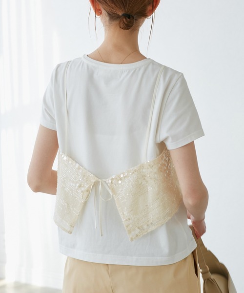 ROPE' PICNIC（ロペ ピクニック） tシャツ 半袖 スパンコールビスチェ