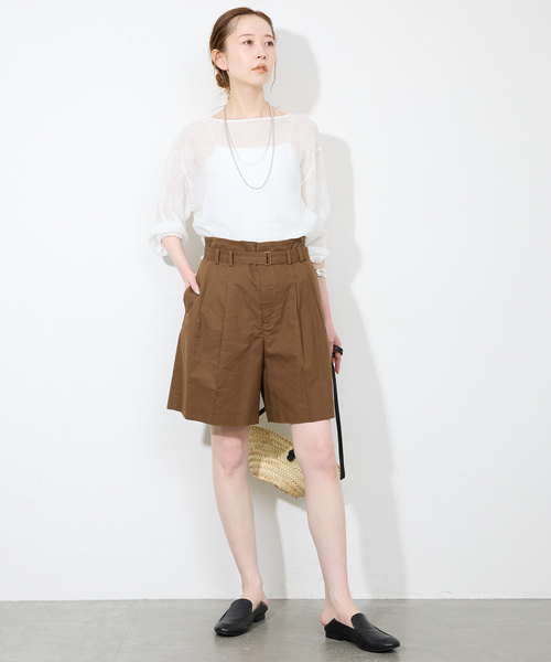 SLOBE IENA ブラウス シャツ リネンカラミブラウス レディース