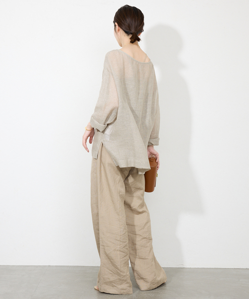 SLOBE IENA ブラウス シャツ リネンカラミブラウス レディース