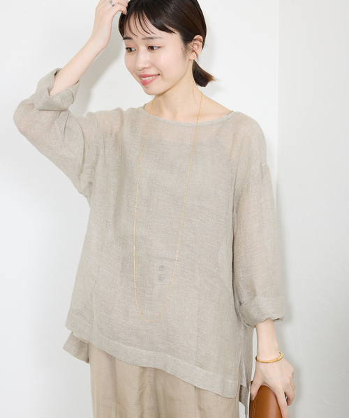 SLOBE IENA ブラウス シャツ リネンカラミブラウス レディース