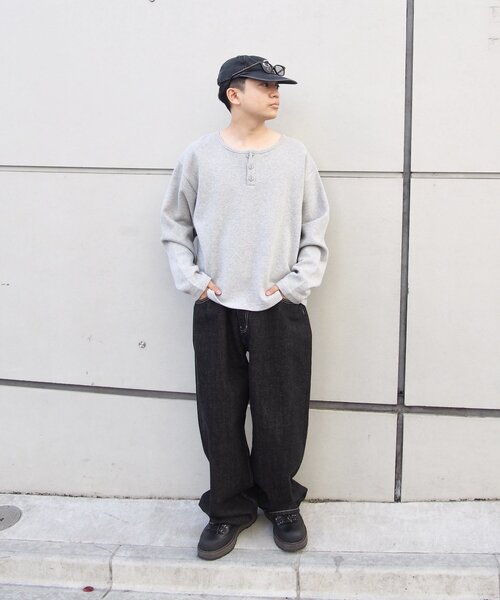 tシャツ 「Sourcream/サワークリーム」ワッフルヘンリーネックTEE / 2サイズ レディース メンズ Sourcream tシャツ 2サイズ「Sourcream/サワークリーム