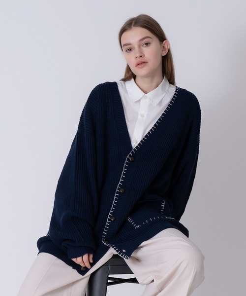 「ONCILY」 ニットカーディガン MEDIUM ブルー メンズ_画像4