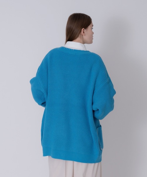 「ONCILY」 ニットカーディガン MEDIUM ブルー メンズ_画像6
